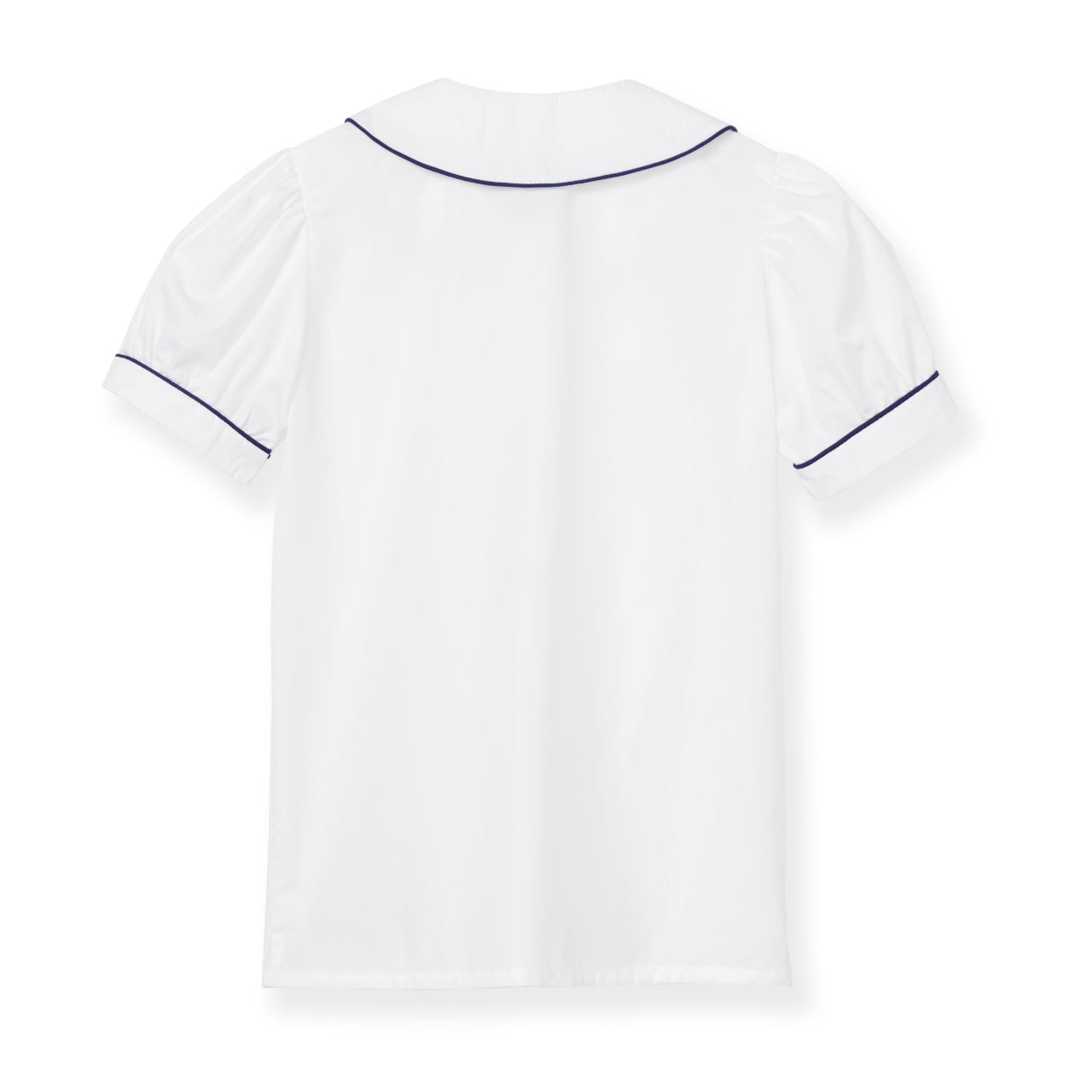 Peter Pan Collar Blouse with Navy Piping