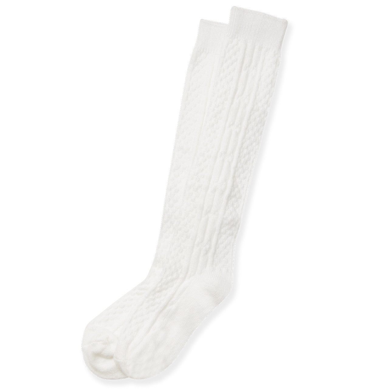 White Knee-High Cable Knit Socks
